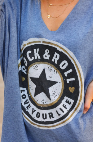 PULL FIN ROCK & ROLL LOVE YOUR LIFE (STYLE T- SHIRT ) .